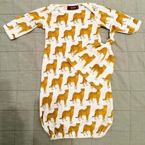 Milkbarn organic baby gown and hat